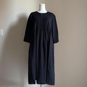 NWT poetry washed black linen midi dress